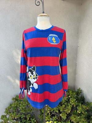 Disney Top stripe T-shirt Pinocchio cat Figaro fish Cleo theme Sz M