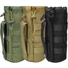 Tactical Molle Water Bottle Bag Holder with Drawstring Open Top and Mesh Bottom