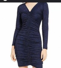 Xtraordinary Aqua Women Textured Metallic Long Sleeve Mini dress poly/acetate