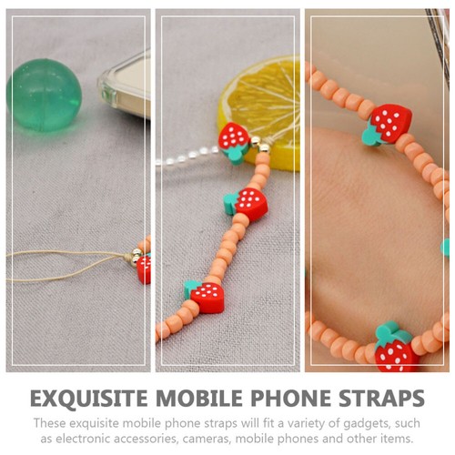 2 Pcs Mobile Phone Straps Ladies Charm Strawberry Cellphone Hanging Lanyards - 第 9/12 張圖片