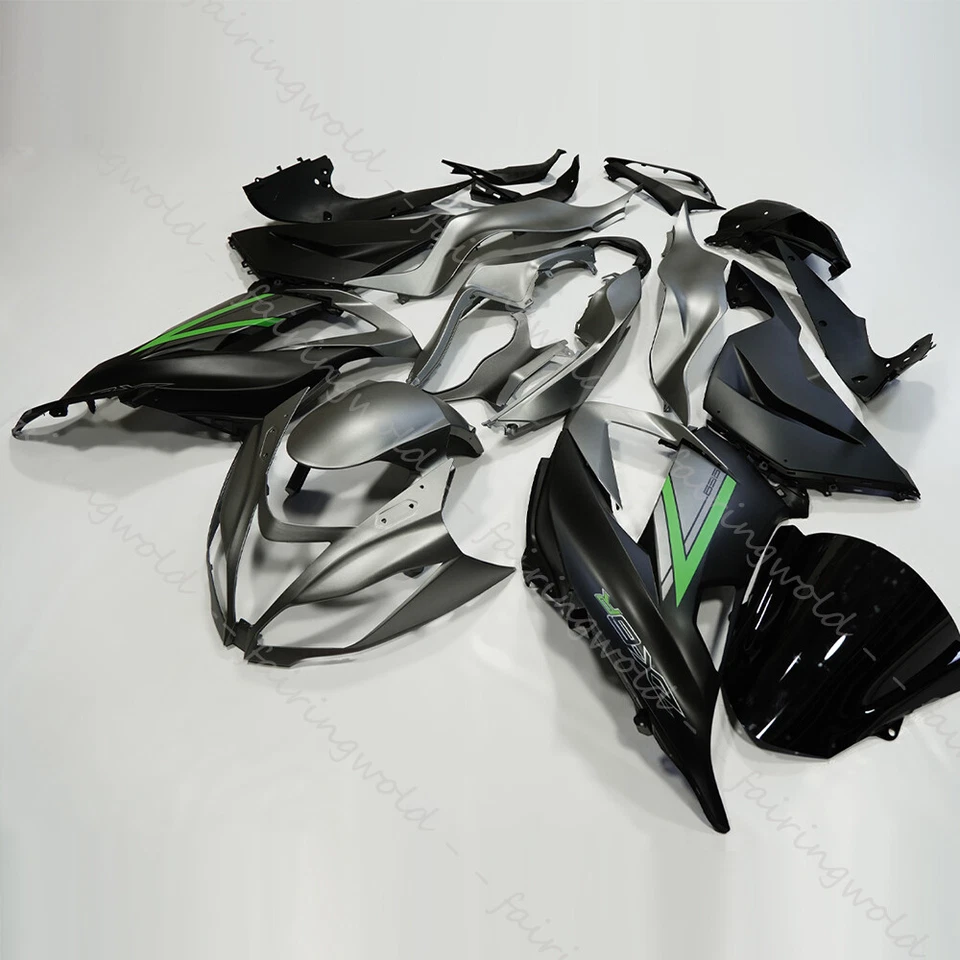 Kit de carenado metálico plateado negro mate para Kawasaki Ninja ZX6R 636 2013-2018 Foto 2 de 4