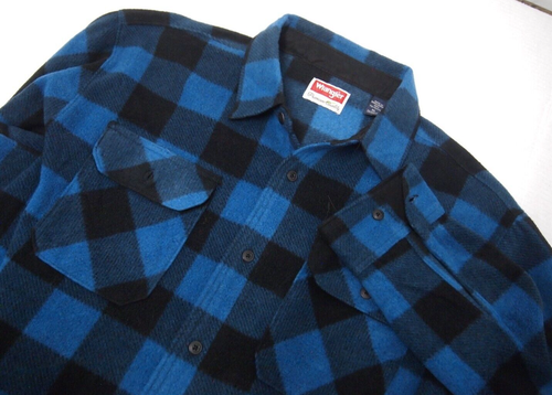 Giacca camicia pile uomo Wrangler XL blu navy bufalo check bottoni - Foto 5 di 5