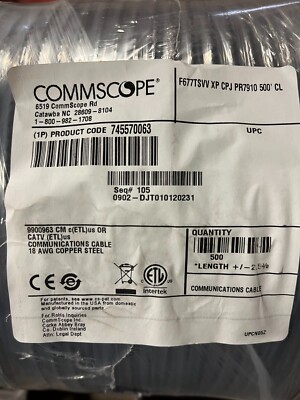 COMMSCOPE F677TSVV XP BLACK RG6 CATV-18AWG Copper Steel 500ft spool