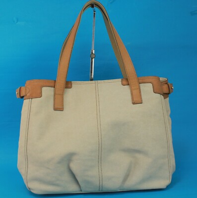 Burberry London Blue Label Beige Canvas Leather Shoulder Bag Hand