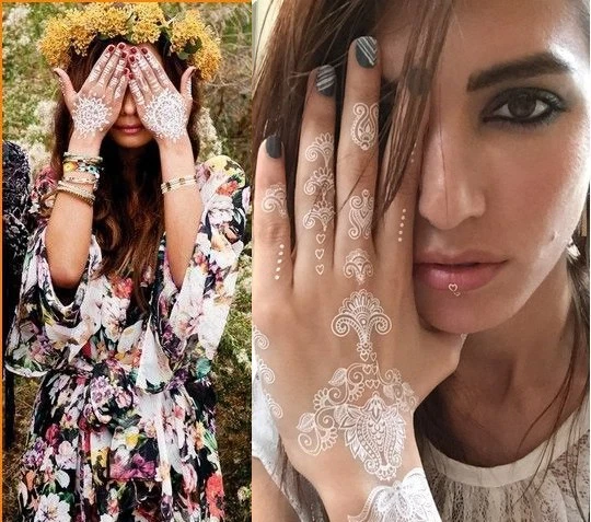 Tattoo Einmal Flash Klebe Weiß Braut Hochzeit Fuß Kette Henna Taufe Party J7W - Bild 4 von 4