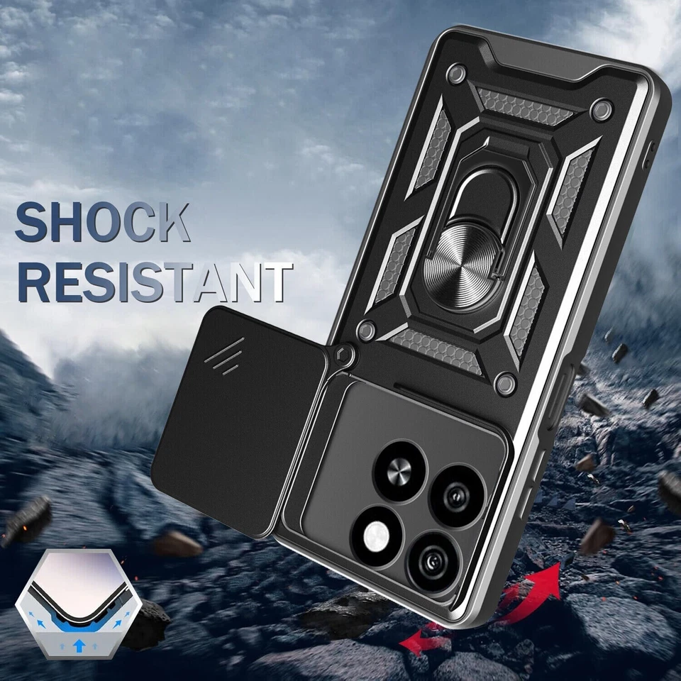 Para ZTE Blade A55 4G Híbrido Armadura Lente Deslizante Cámara Anillo Soporte Cubierta Estuche Foto 4 de 4