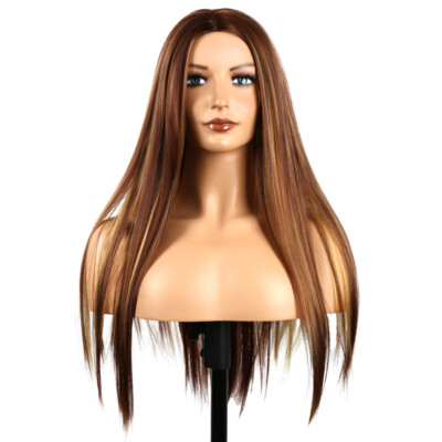 Long Natural Straight Blonde Wigs Full Bangs for Women Daily Synthetic Hair Wig