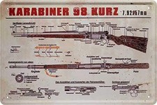 Blechschilder Deutscher Karabiner 98 Kurz Deko Metallschild Schild Gewehr 2. Wel