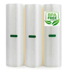 3 Roll Pack Vacuum Sealer Vac Bags 11" X 16' Rolls for Food Saver Seal a Meal