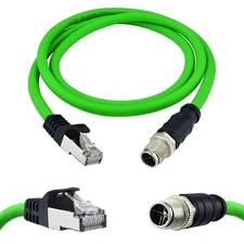 M12 X-Coded 8 Pin to RJ45 Cable Cat6A Industrial Ethernet Shielded Cable