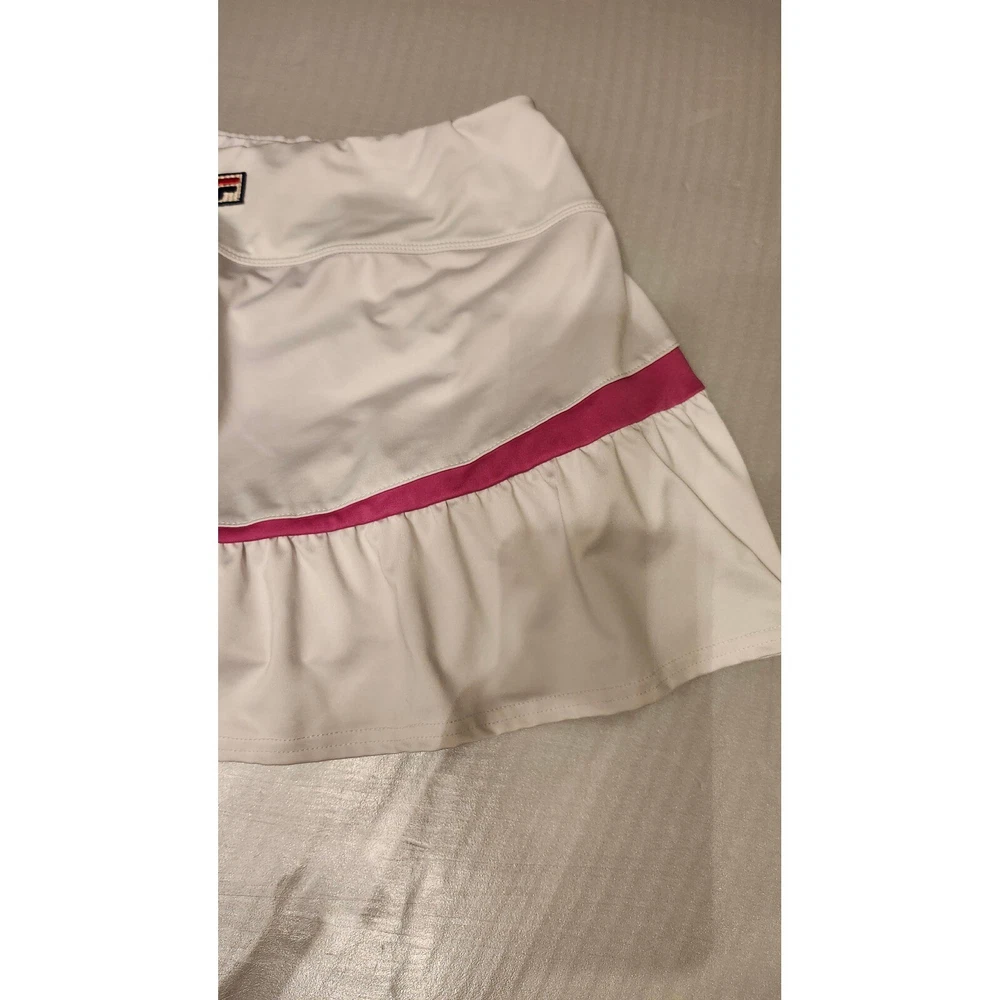 Fila Womens Tennis Skort Large Stretch Pull On Active Skirt White Pink Ruffles