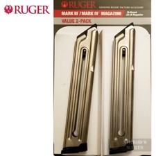 Two Ruger Mk Iv Mk Iii .22lr 10-round Magazines Nickel 90231 Fast Ship