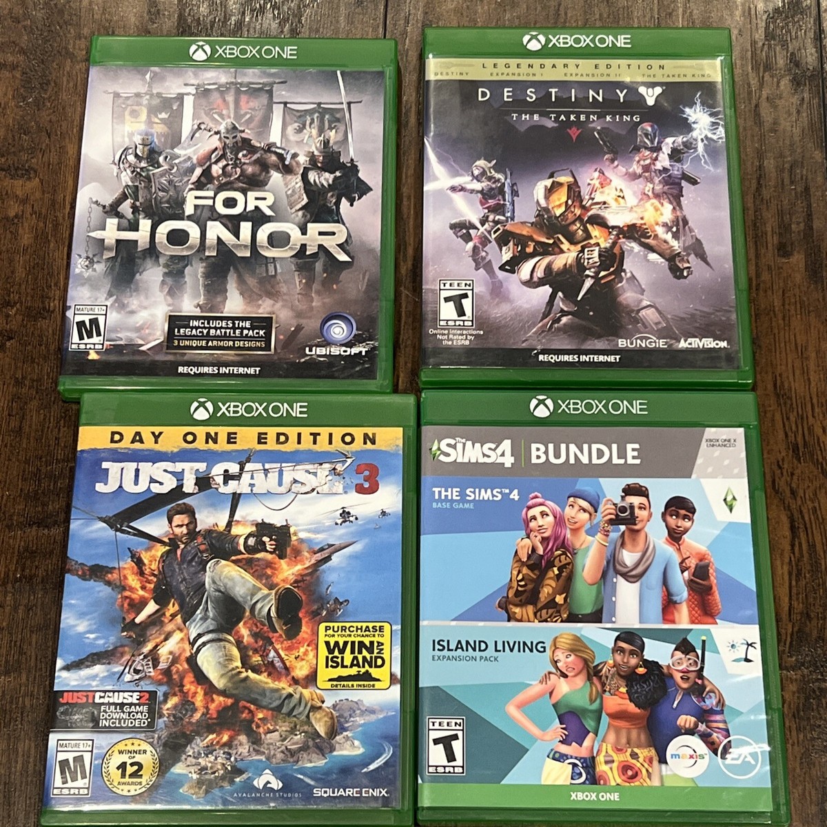 Microsoft Xbox One4 Game Lot For Honor ,Destiny , Just Cause 3