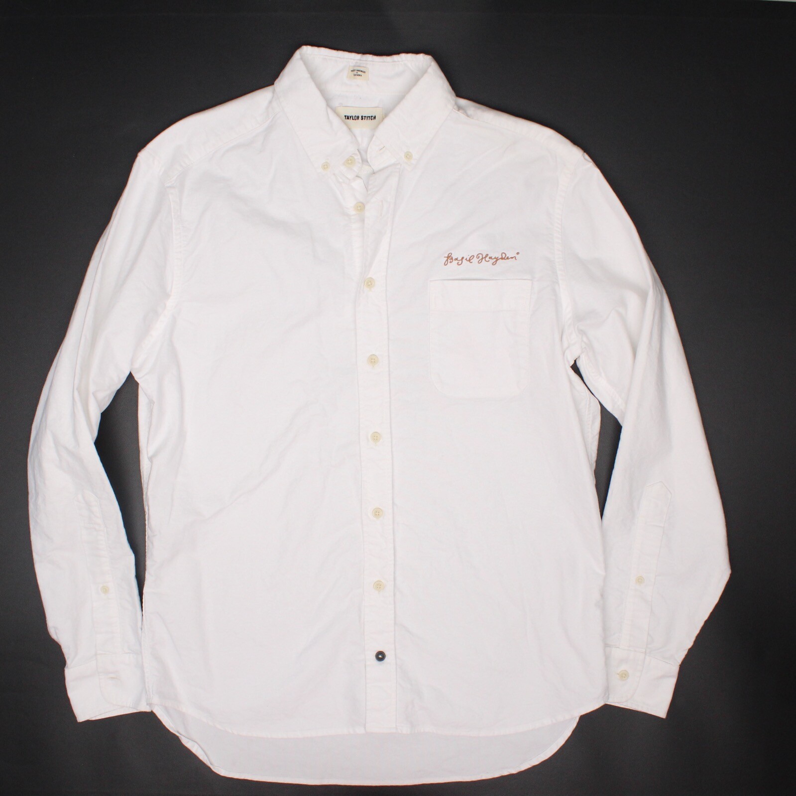 Taylor Stitch Mens Shirt 42 White Oxford Cloth Cotton Button Down Basil Hayden 