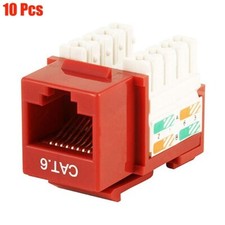 10 Pcs Cat6 RJ45 Network LAN Ethernet Keystone Jack 100 Punch Down Snap-in Red