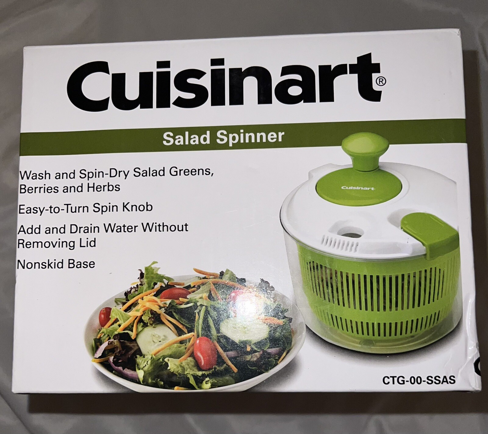CUISINART Salad Spinner•3 qt•Wash and Spin Dry•Salad Greens and More•NEW in Box-image