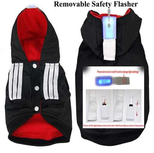 Dog Hoodie Dog Clothes Dog Jacket Waterproof+Safety Flash Light( Sizes:S-8XL) - Picture 6 of 32
