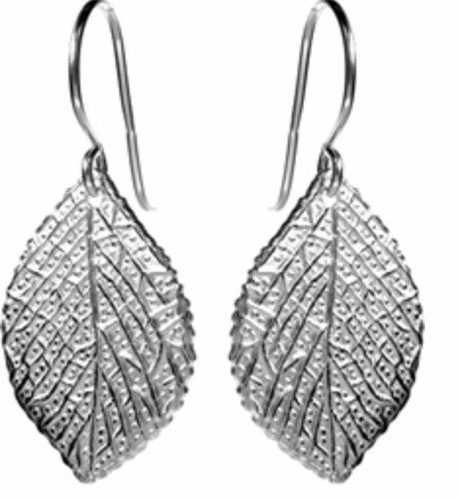 leaf drop earrings, solid Sterling Silver, detailed, new, gift box. - Picture 2 of 7