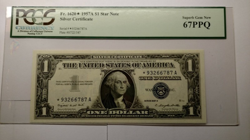 Fr.1620* 1957A $1 Star Note Silver Certificate PCGS Super Gem New 67PPQ