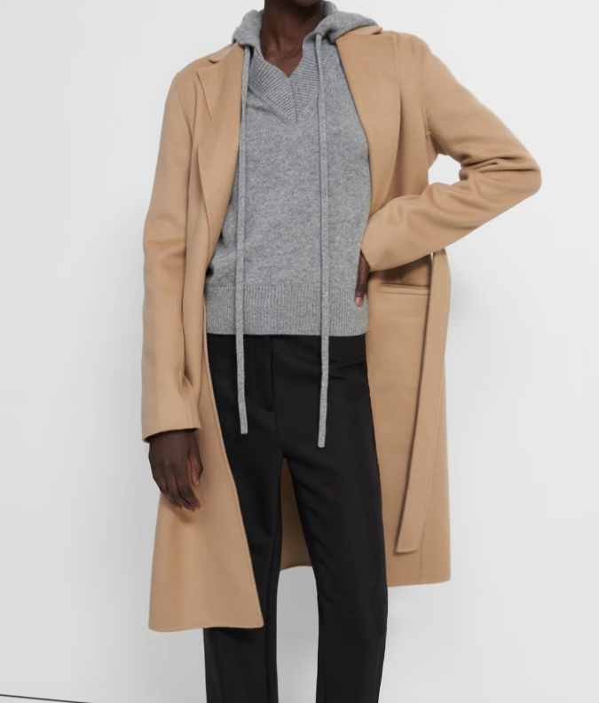 Theory Belt Wool-Cashmere New Divide Double Face Fabric Coat Theory Belt Wool-Cashmere New Divide Double Face Fabric Coat