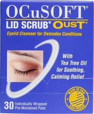 OCUSOFT LID SCRUB OUST - EYELID CLEANSER FOR DEMODEX - 30 PADS - EXP. 3/2028