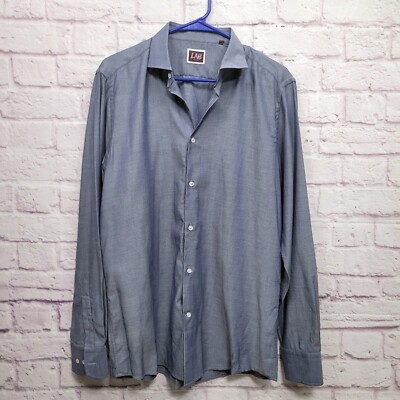 Lab Pal Zileri Button Shirt Sz 41-16 (L) Blue Pattern 100% Cotton Romania