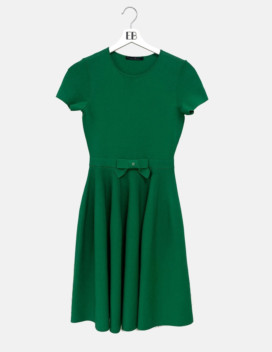 Dress CH Carolina Herrera Knit With Bow Green 100% Original Size M