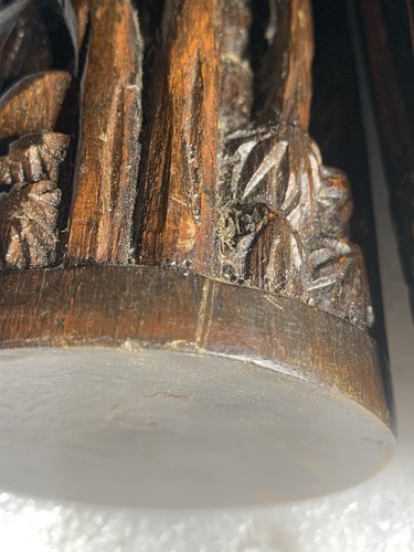 Pet Cremation Urn And Candle Holders Elephant And Nature Carvings Wooden Vintage - Picture 15 of 15