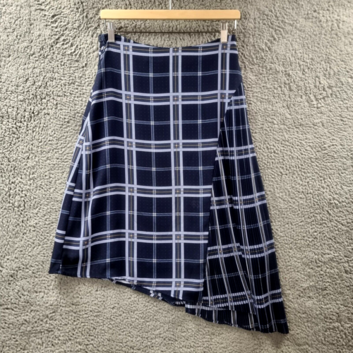 Dannii Minogue Target Womens A-line Skirt Size 10 Petite Blue Check Asymmetric - Picture 1 of 13