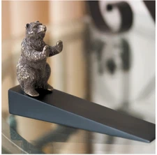 Brass and Wood Bear Doorstop SPI Home Decor 4 x 6.5 x 1.5