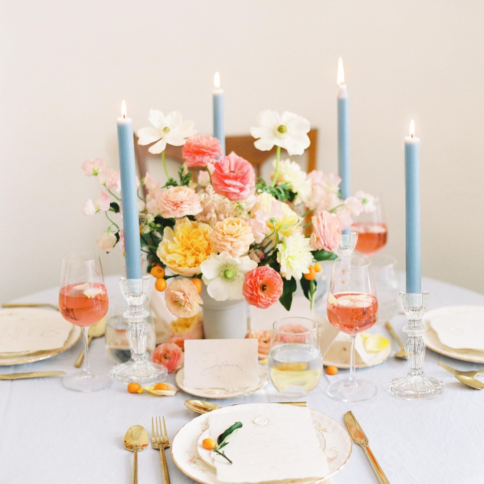 4 Tall Glass Candlestick Holder Set of 6 Clear Crystal Glass Candle Holders for