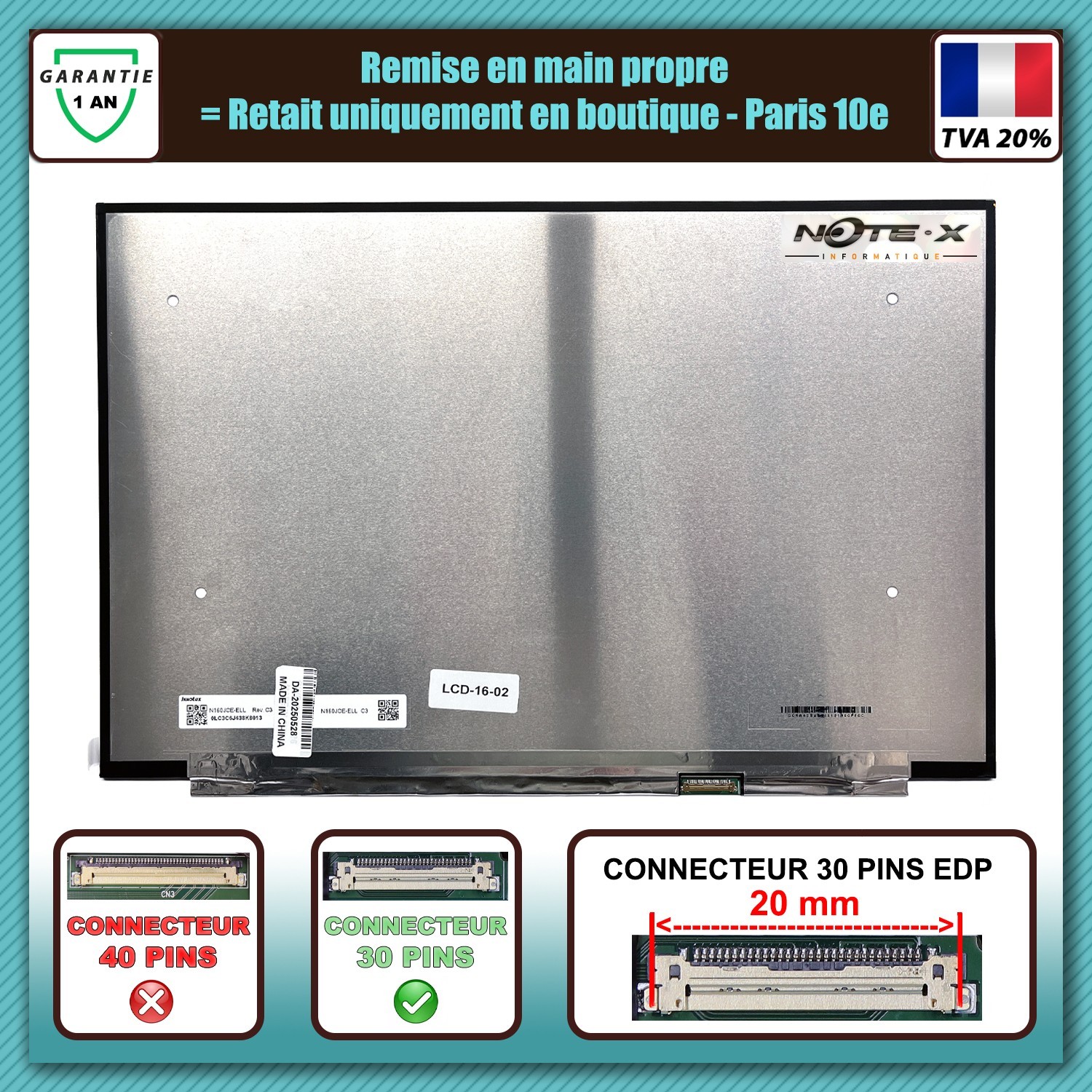 Dalle LCD 16 Pouces Innolux N160JCE-EEL Rev C3 pour Traitement de Texte et Télétravail Mat - 2