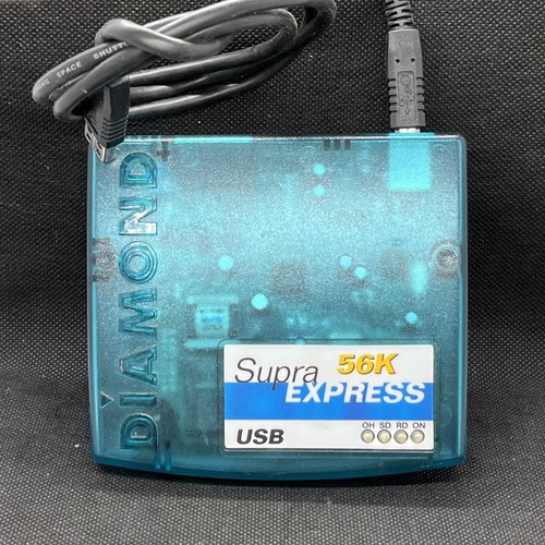 Diamond SupraExpress 56K USB Modem – Vintage Dial-Up Internet, Blue Case