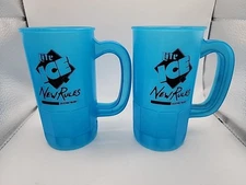 Lot Of 2 Miller Lite Ice New Rules Blue Plastic Beer Mugs 12oz