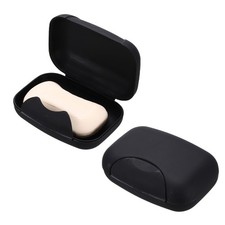 2Pcs Travel Soap Case, 3.1x4.5" Portable Soap Box Holder Rectangle, Black