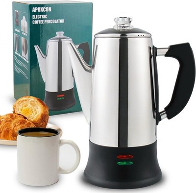 APOXCON 12-Cup Stainless Percolator - New (Repaired Knob)