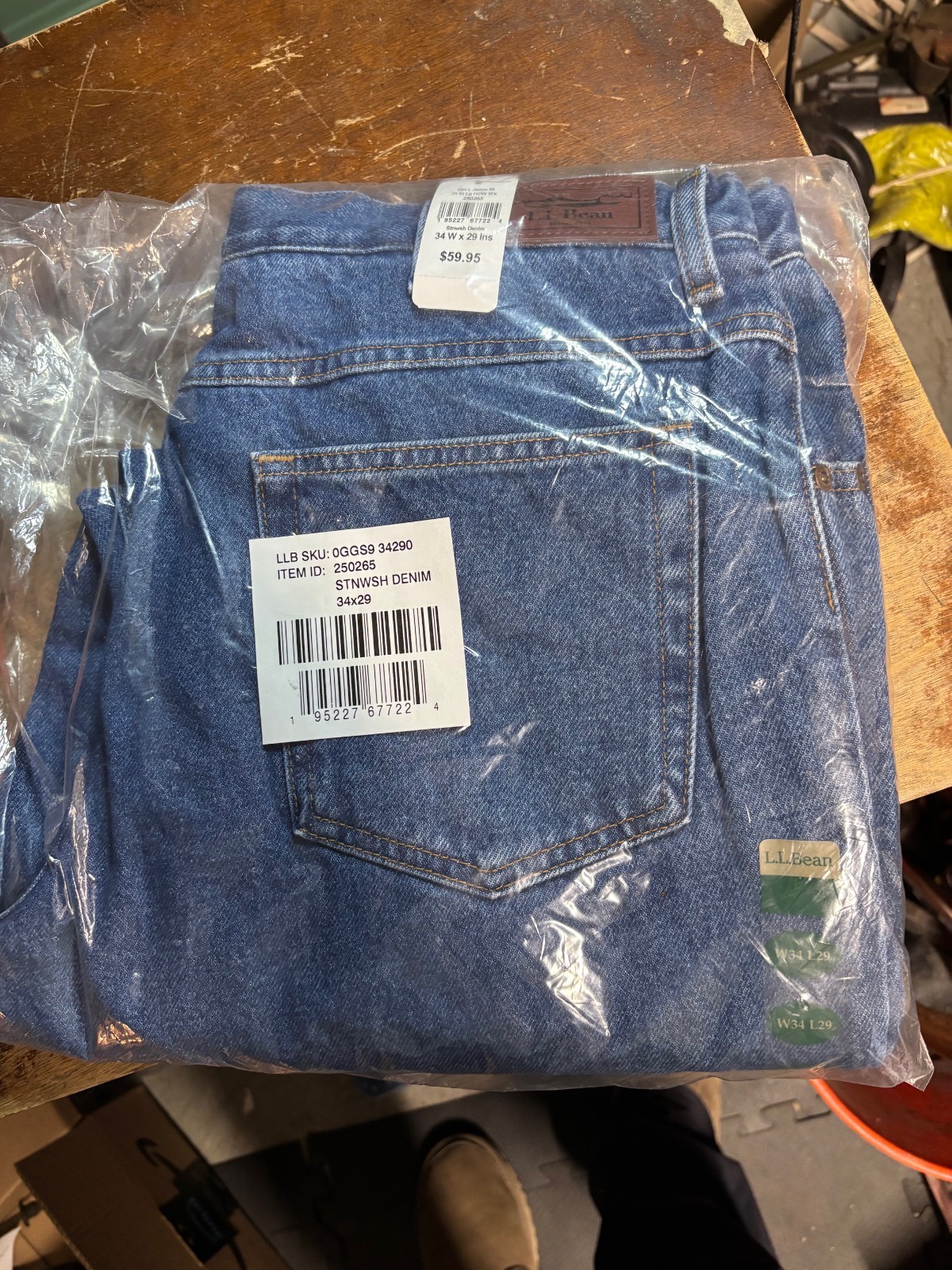 LL Bean Jeans Mens Size 34x29 Blue Stone wash Denim Double L  250265 New