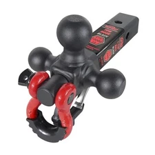 TOPTOW Trailer Hitch Tri-Ball Hitch Mount w/Matte Black Black Ball Red Shackle