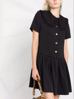 Sandro Paris Women's Black Large Collar Short Dress Size 36 S 8 SFPRO02055