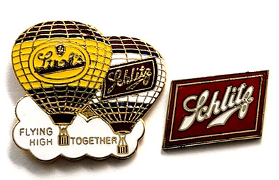 Schlitz Beer Logo Hot Air Balloon Flying High Together Advertising Pins Lot 2