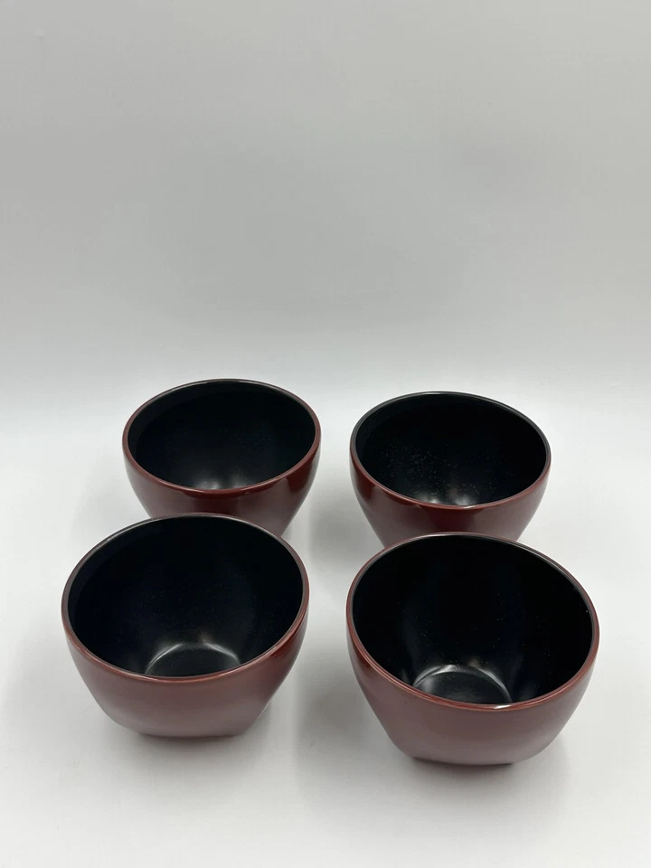 Pfaltzgraff Eastside Red Soup Salad Bowls Ceramic Black Interior 5 1/2” Set 4 - Image 2 of 4