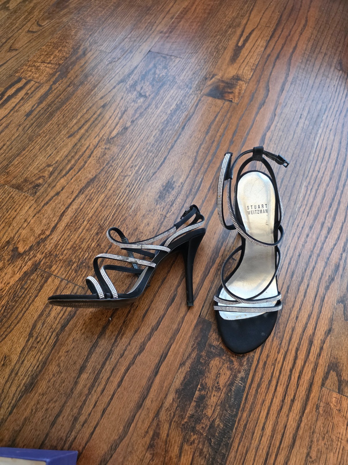 STUART WEITZMAN GEMEX BLACK SATIN MICRO CRYSTAL 7… - image 3