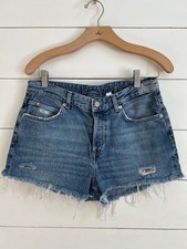 H M Denim Cutoff Jean Shorts Women's Size 6 Low-waisted Boho Summer Beachy