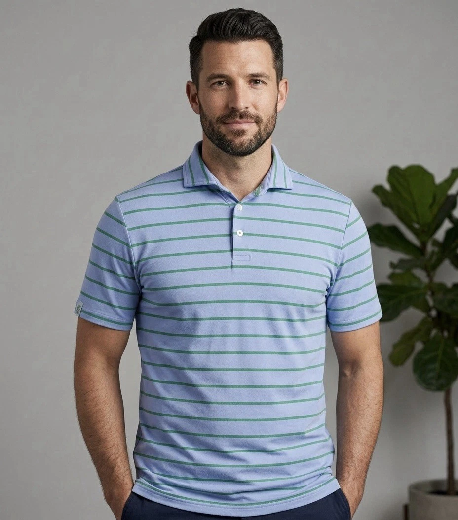 Ralph Lauren RLX Blue Green Golf Polo Shirt UV Protection Mens Medium G1654