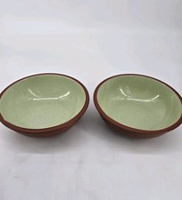 2 Denby Juice Apple Green 7" Cereal Soup Bowls England Discontinued