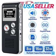 Voice Recorder Digital Dictaphone MP3 WAV Audio Recorder USB MP3 Player Lecture