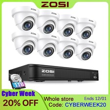 ZOSI H.265 8CH 5MP Lite DVR 1080P Weatherproof CCTV Security Camera System 1TB