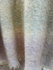 pale rainbow colour vintage MOHAIR Blanket Scottish Rug Andrew Stewart 70 x 50in