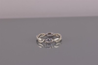 Sterling Silver Over & Under Crossover Openwork Stack Band Ring 925 Sz: 6