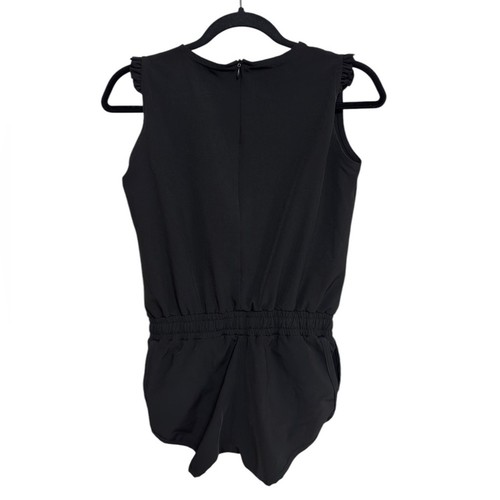 Albion Fit Girls Mini Pursuit Ruffle Sleeve Romper in Black - Girls Size 10 - Picture 2 of 5